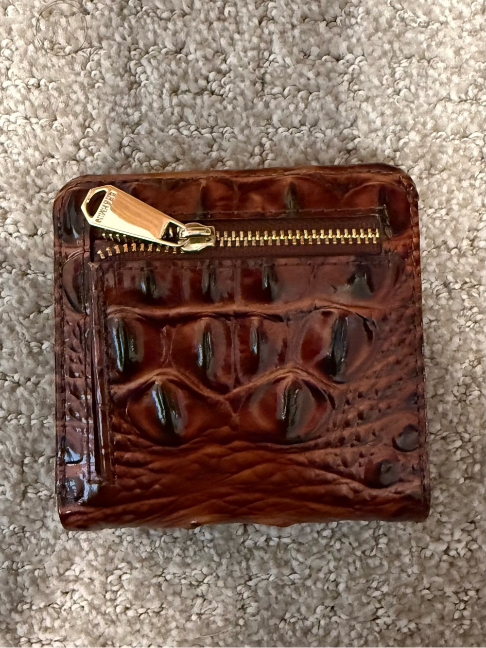 Brahmin Glossy Embossed Card Wallet in Deep Amber - Picture 2 of 5